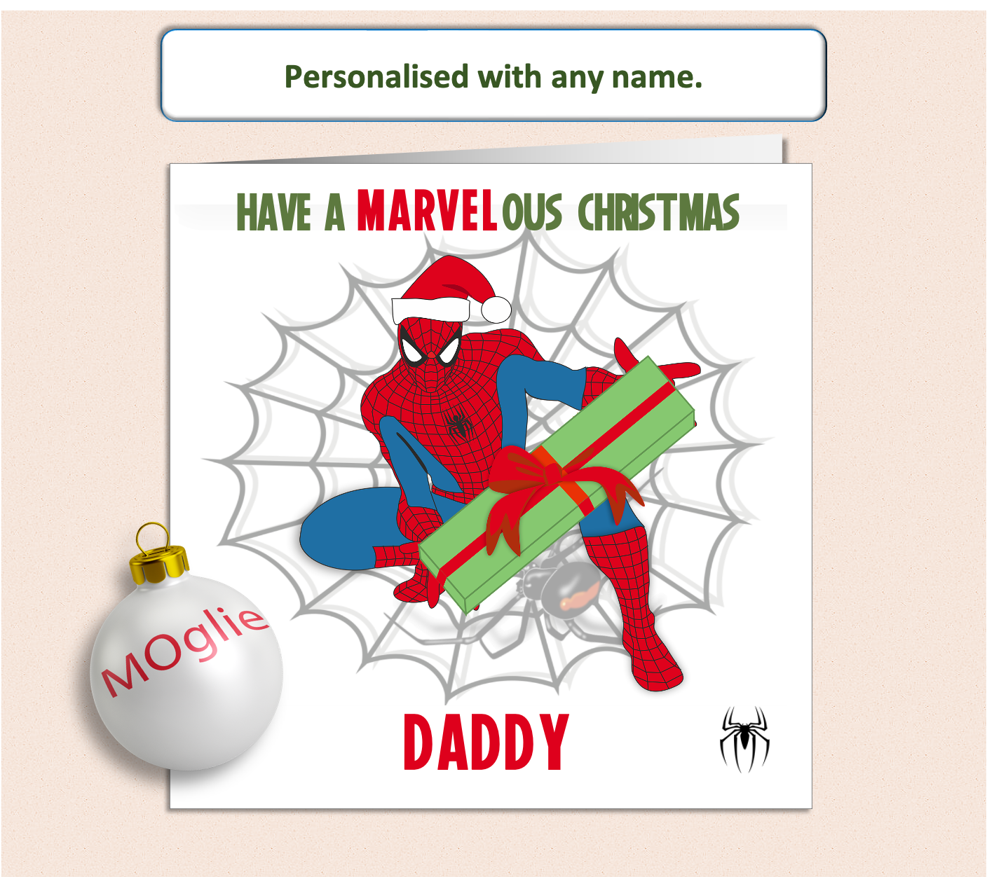 Personalised Marvel Spiderman Christmas Xmas Card