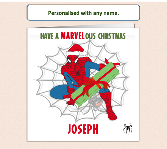 Personalised Marvel Spiderman Christmas Xmas Card