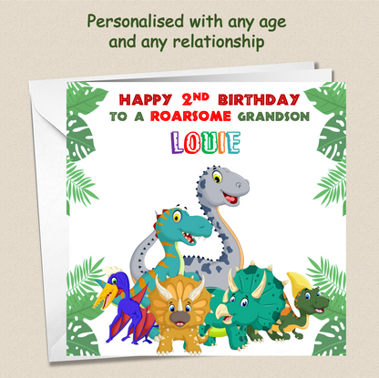 Roarsome Birthday Card Dinosaur Birthday Card Grandson -  Portugal