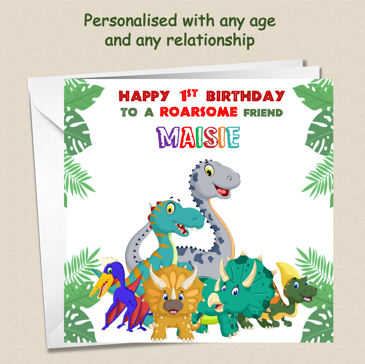 Happy Birthday Roarsome, Dinosaur Card, Dino, Birthday Boy, Birthday Girl,  Child